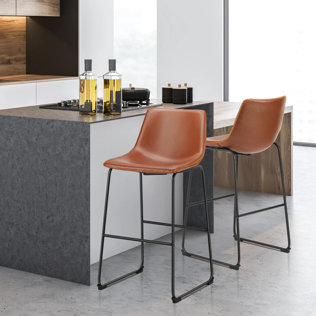 Lvxen Bar Stool Set - Faux Leather & Iron