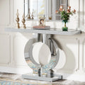 43.3-Inch (110Cm)Mirrored Console Table, Modern Entryway Table with Thickened Mirror Finish Tabletop