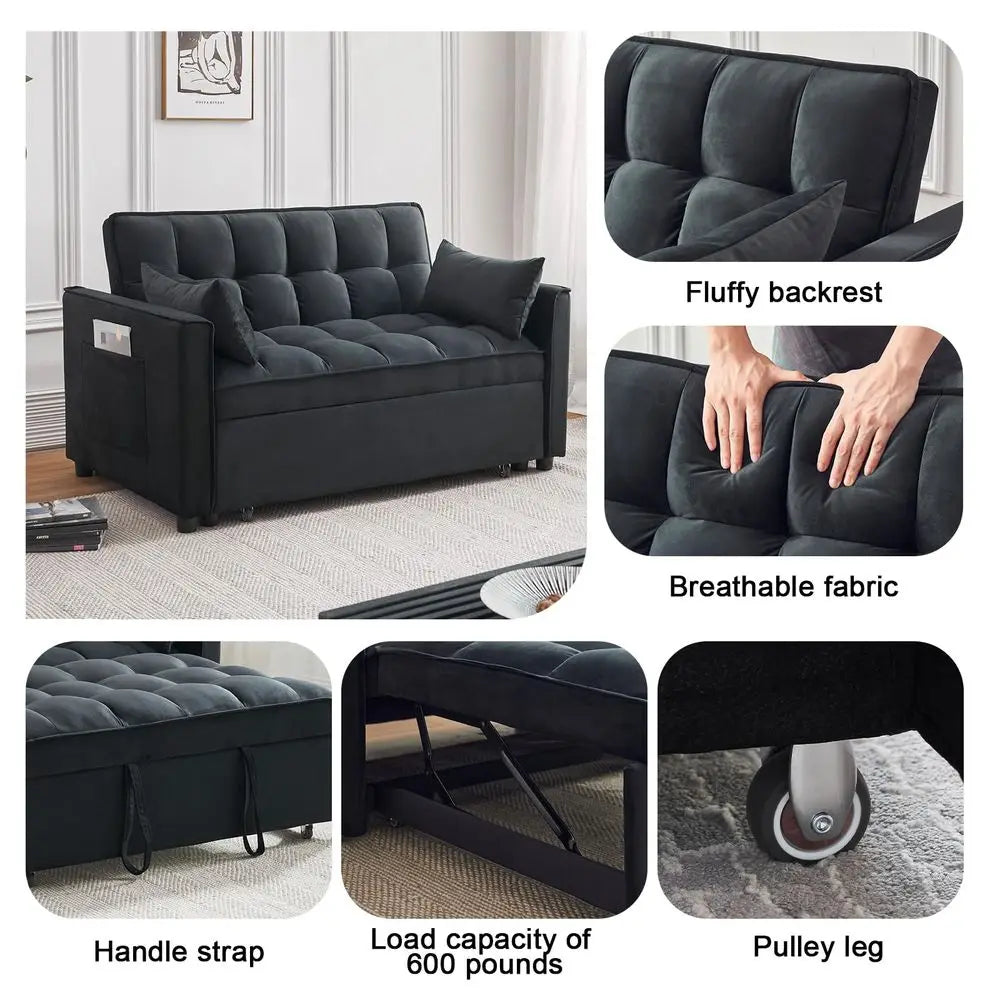 Pull Out Couch Bed Amp Sleeper Sofa, 3In1 Convertible Sofa Bed with Adjustable Backrest, Storage Pockets, Armrests Amp Pillows