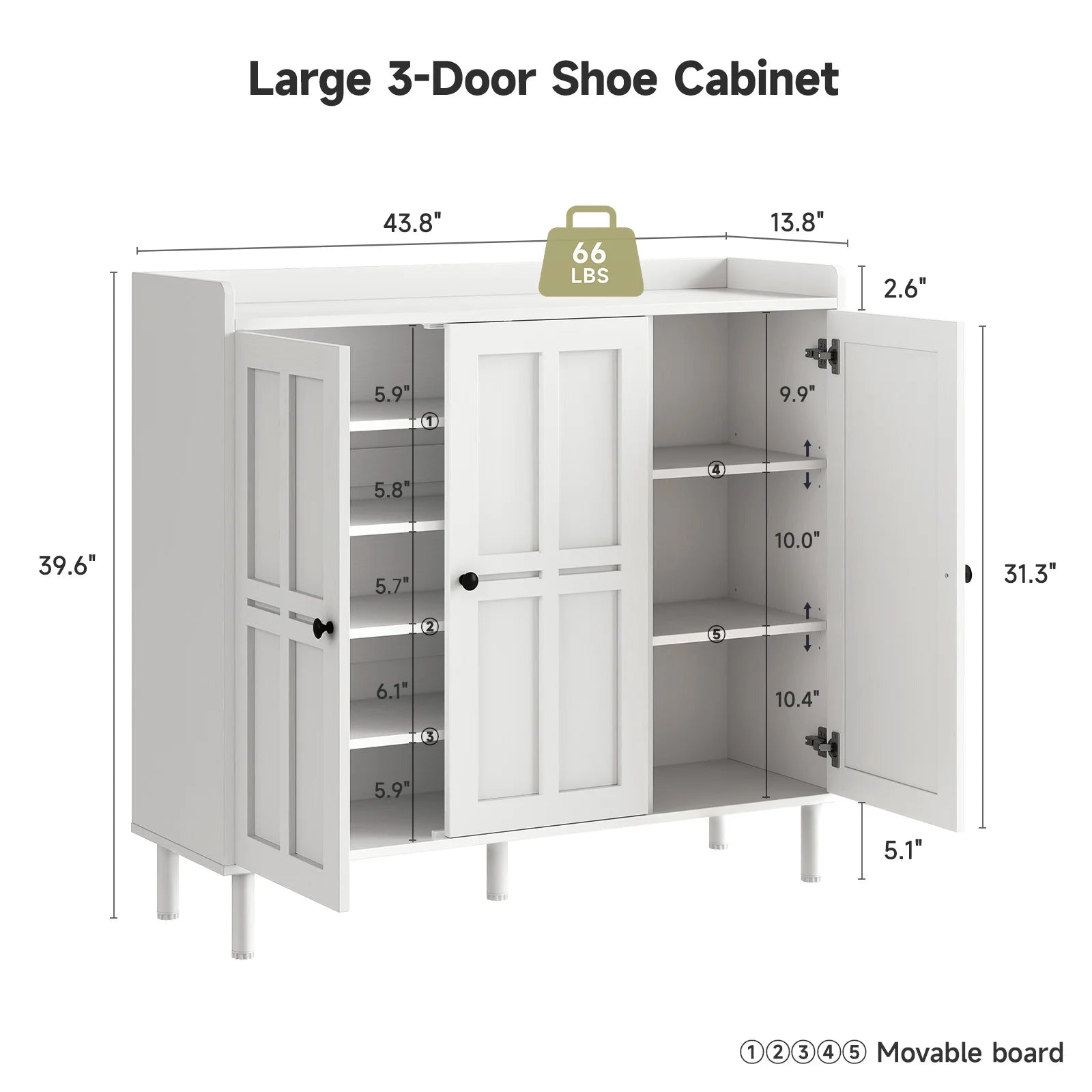 Shoe Cabinet with 3 Doors, 30 Pairs Shoe Storage Cabinet , 40 Inch Fammhouse Shoe Rack Shoe Organizer Cabinet for Entpway