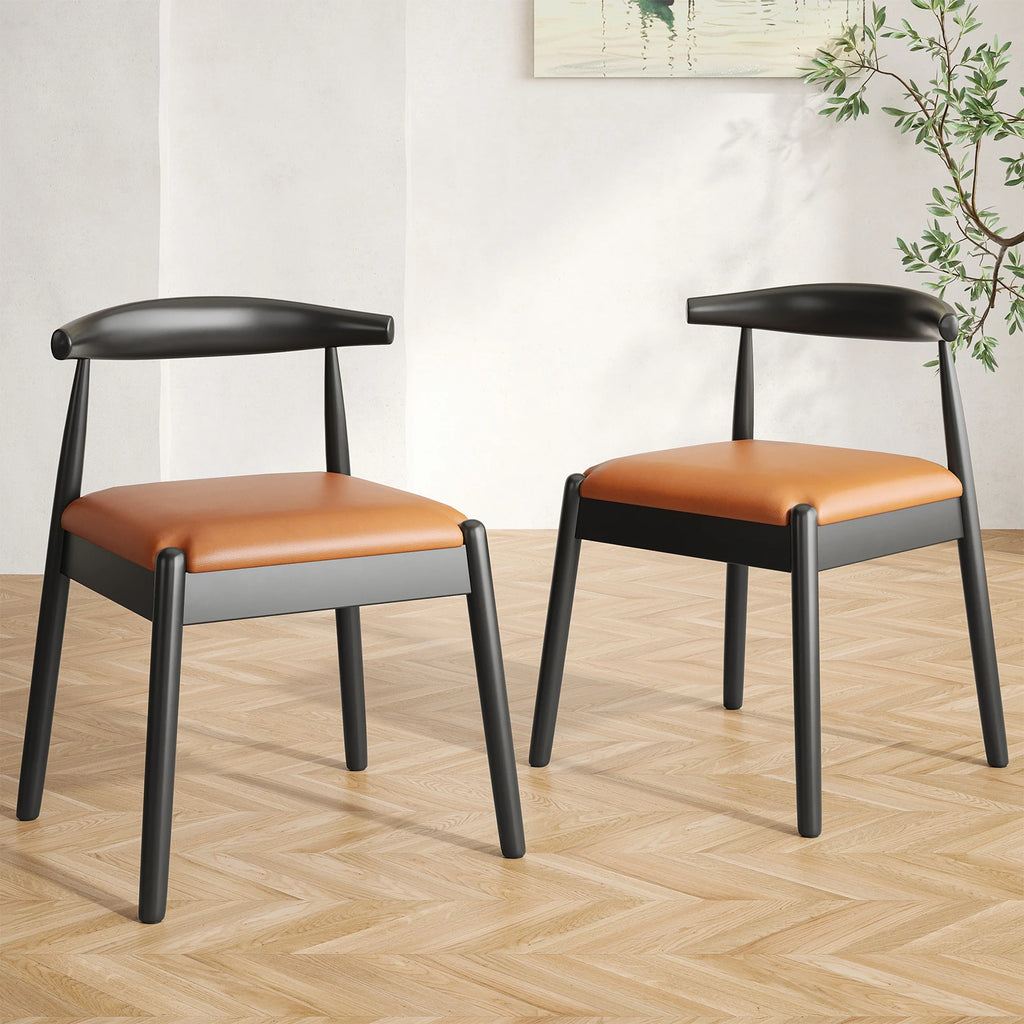Dining Chairs Set of 2, Mid-Century Modern Kitchen & Dining Room Chairs with Solid Wood Legs, for Home