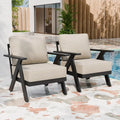 2-Piece Outdoor Metal Patio Furniture Set with Cushions, Weather-Resistant Armchairs for Balcony, Porch, Deck, Black/Beige