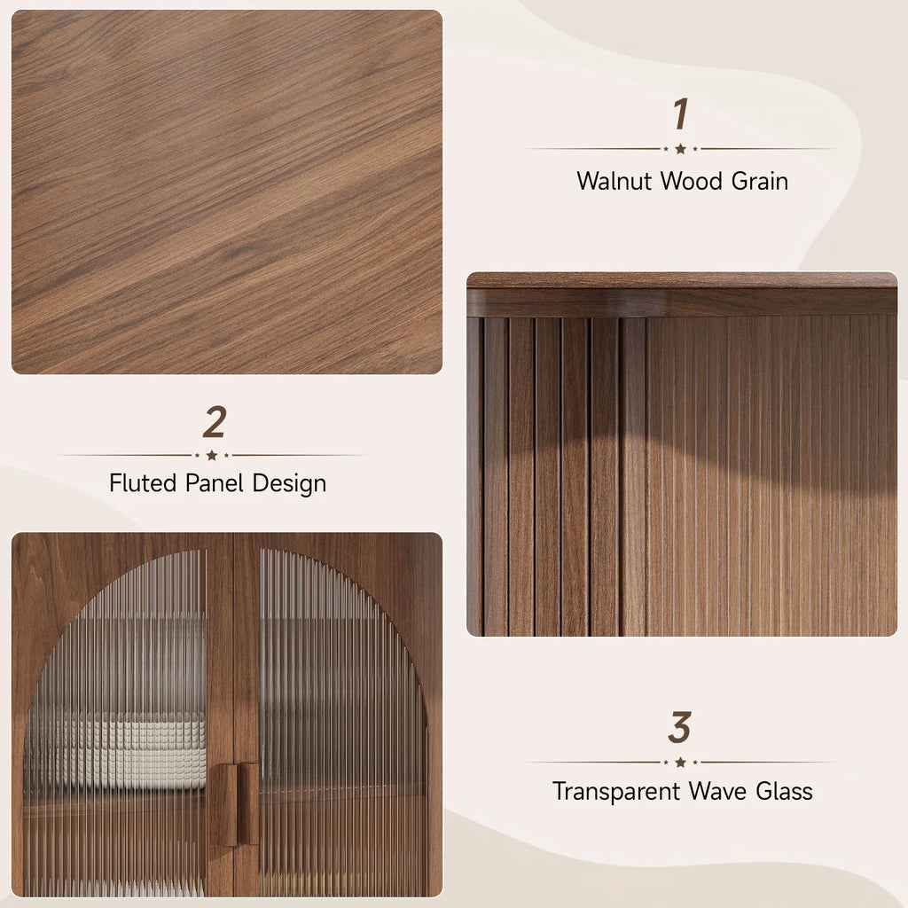 Walnut 70 Inch Oval Dining Table for 6-8 People, Modern Large Dining Room Table with 2-Tier Storage Space, Wood Center Kitchen Table with LED Light, Dinner Table with Heavy Duty Legs