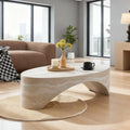 43.31'' Modern Coffee Table, Oval Faux Marble Coffee Tables Arched, Minimalist Accent Center Table, Bridge Stone Side End Table