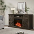 Brand Farmhouse Fireplace Entertainment Center for Tvs up to 70 Inches, Media Console Table with 23-Inch Electric Fireplace, Drawers and Storage