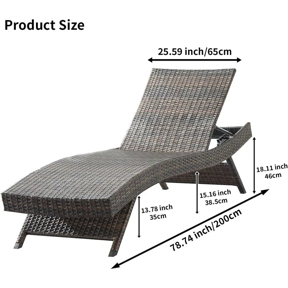 Adjustable Backrest Chaise Lounge Set of 4 with Side Table for Outdoor Patio & Poolside Relaxation