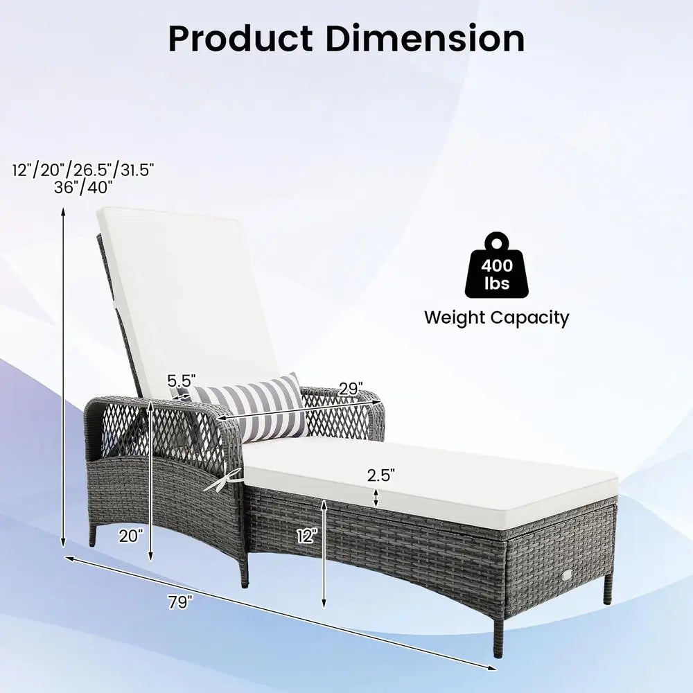 Outdoor Chaise Lounge Chair, All Aluminum Frame and Textilene Fabric, Fully Flat Adjustable Reclining Patio Lounger for Poolsid
