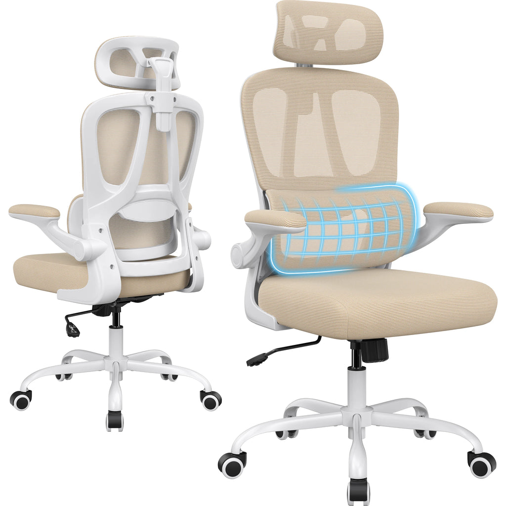 Ergonomic Office Chair, Home Office Desk Chair with Lumbar Support & Headrest, High Back Computer Chair for Work, Study