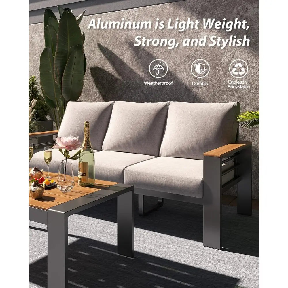 Outdoor Patio Urniture Set, 7 Seats Outdoor Sectional with Coee Table, Patio Contion Sets with Upgraded Armrests and Cushions Or