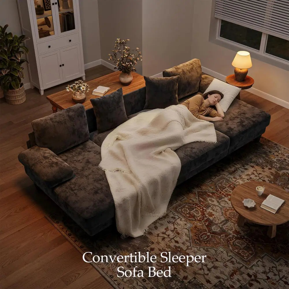 Compressed Sofa, Convertible Sofa Bed, Corduroy Compression Boneless Couch with Pillow, Comfy Modular Foldable Floor Sleeper So