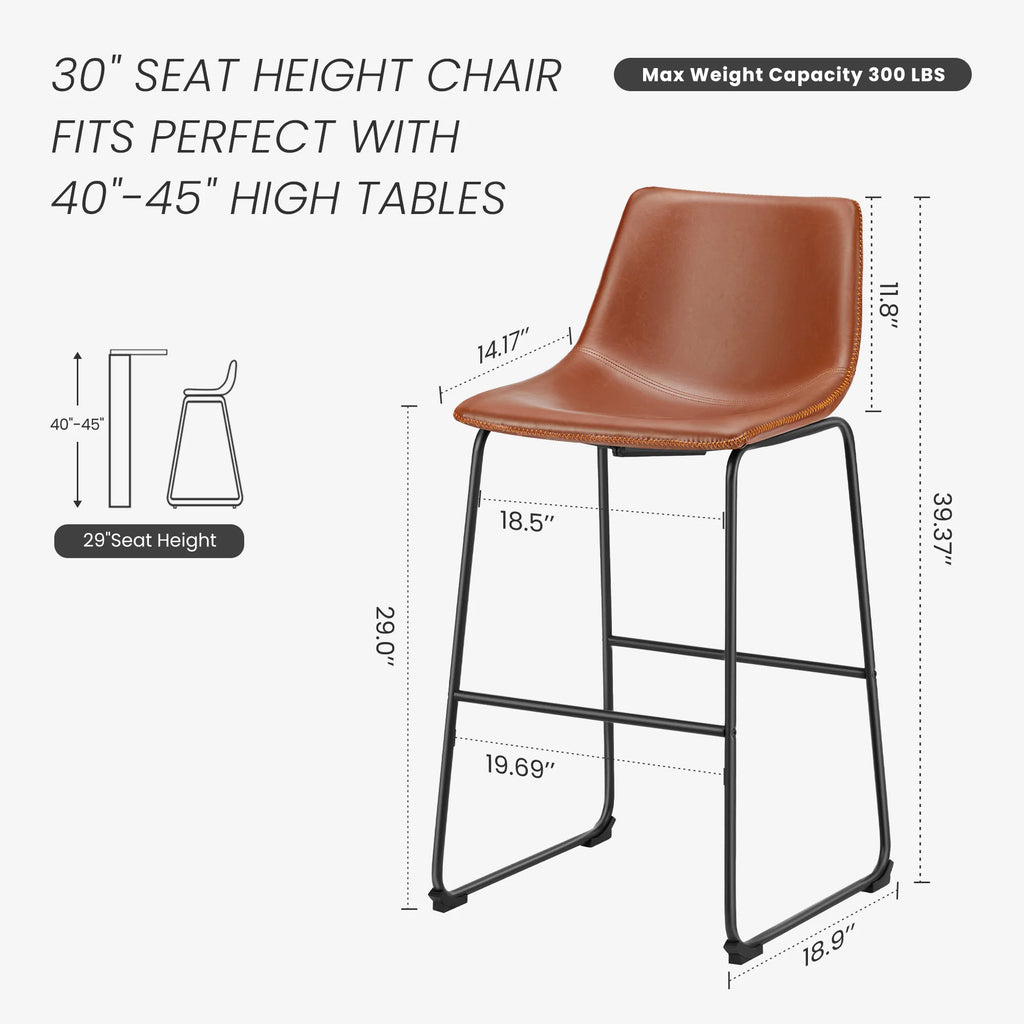 Lvxen Bar Stool Set - Faux Leather & Iron