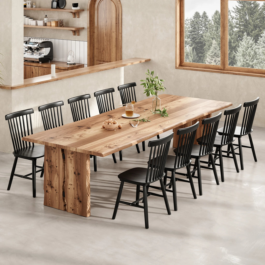 Dining Chairs Set of 4, Mid Century Modern Spindle Back Wood Chairs with Comfortable Seat for Kitchen & Dining Room