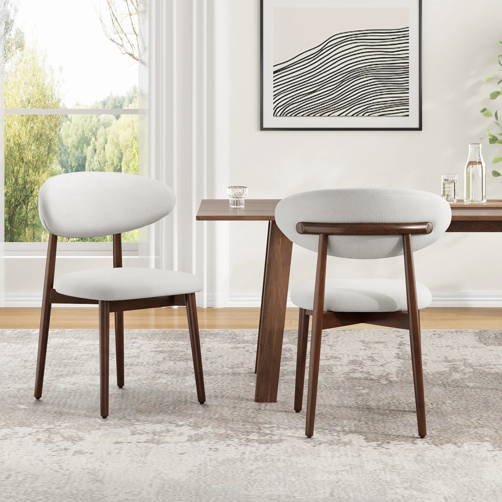 Solid Wood Dining Chairs Set of 2 with Modern Fabric Upholstered for Dining Room