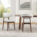 Solid Wood Dining Chairs Set of 2 with Modern Fabric Upholstered for Dining Room