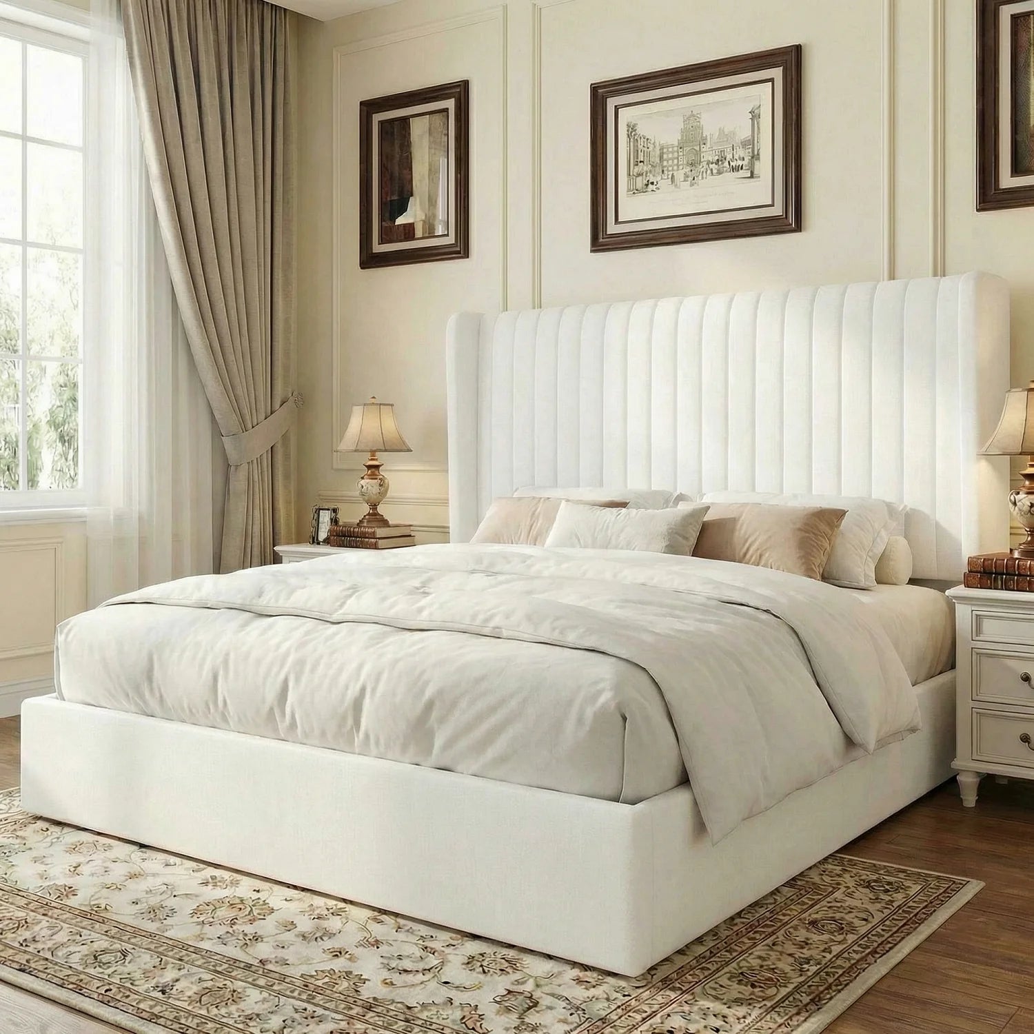 Full/Queen/King Lift up Storage Bed Frame, Hydraulic Support System, Upholstered Platform Bed Frame, underneath Storage,