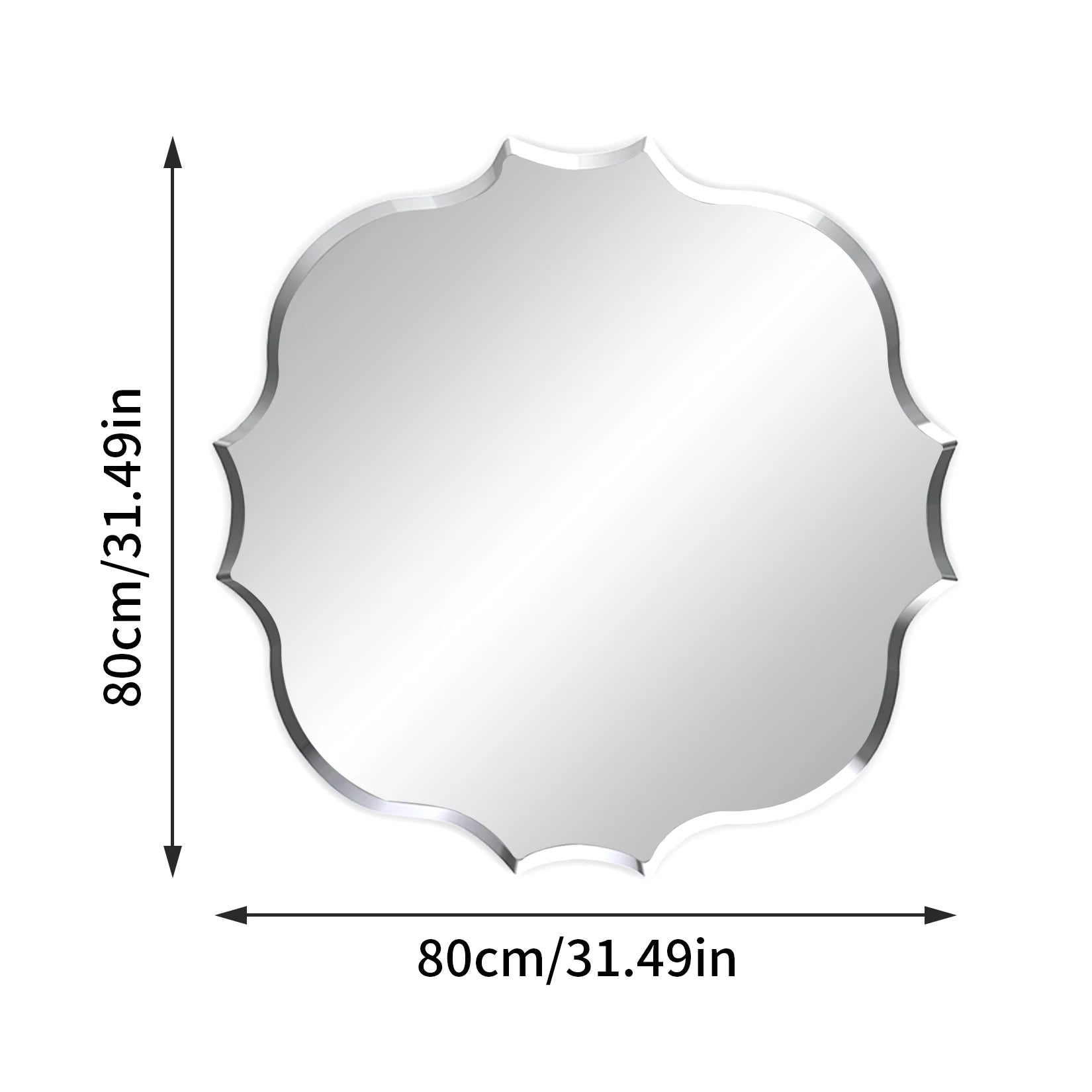 Frameless Silver Square Wall Hanging Mirror, Elegant Beveled Edges Frameless Wall Hanging Mirror, Modern Accent Decor