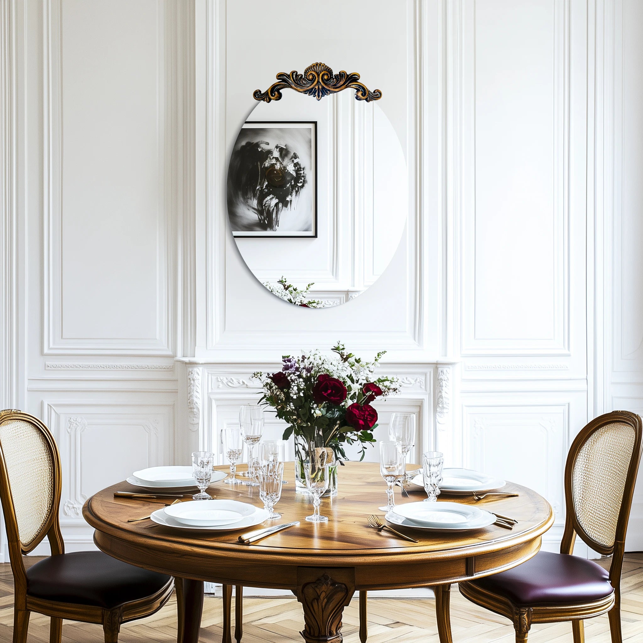 Oval Mirror for Wall,Vintage Mirror, Arched Mirror,Wall-Mounted Baroque Mirror for Entryway, Fireplace, Living Room, Hallway