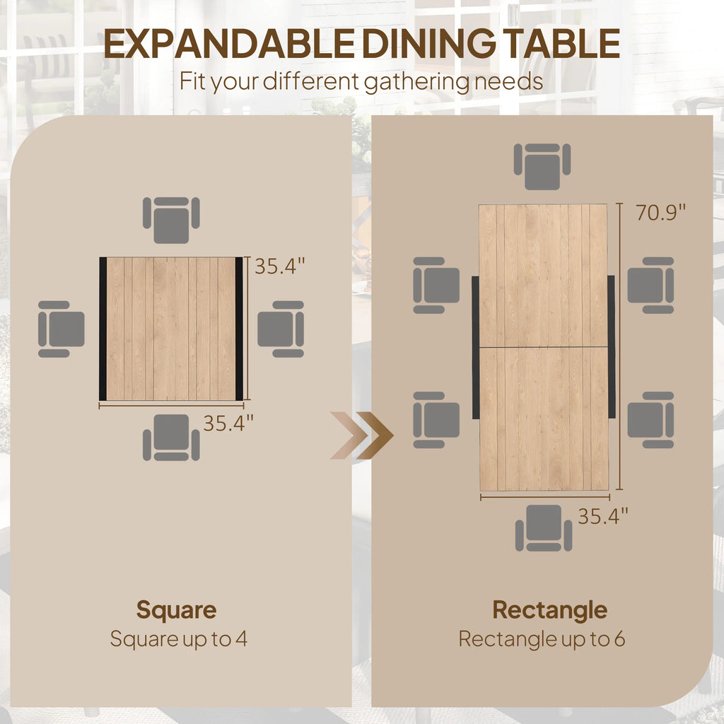 35.5"-71" Expandable Aluminum Outdoor Dining Table for 4-6 People