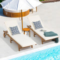 Outdoor Chaise Chairs Amp Table 3 Pieces Pool Lounge Chair, Adjustable Poolside Sunloungers Lay Flat Sunbathing Chaise with Bac