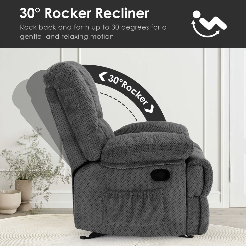 Oversized Rocker Recliner Chair, Upholstered High Back Comfortable & Heavy Duty, for Adults Living Room, Home Theater