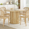 43" round Dining Table for 4 People, Small Wood Kitchen Table with Sturdy Metal Base, Modern round Dinner Table, Easy Assembly