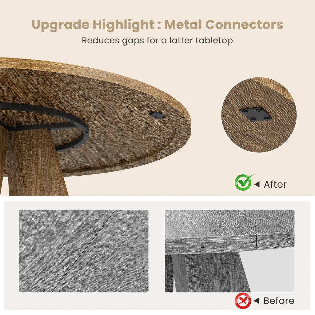 47" round Dining Table for 4-7, Modern Wood Table with Sturdy Metal Base, Large round Kitchen & Dinner Table, Easy Assembly