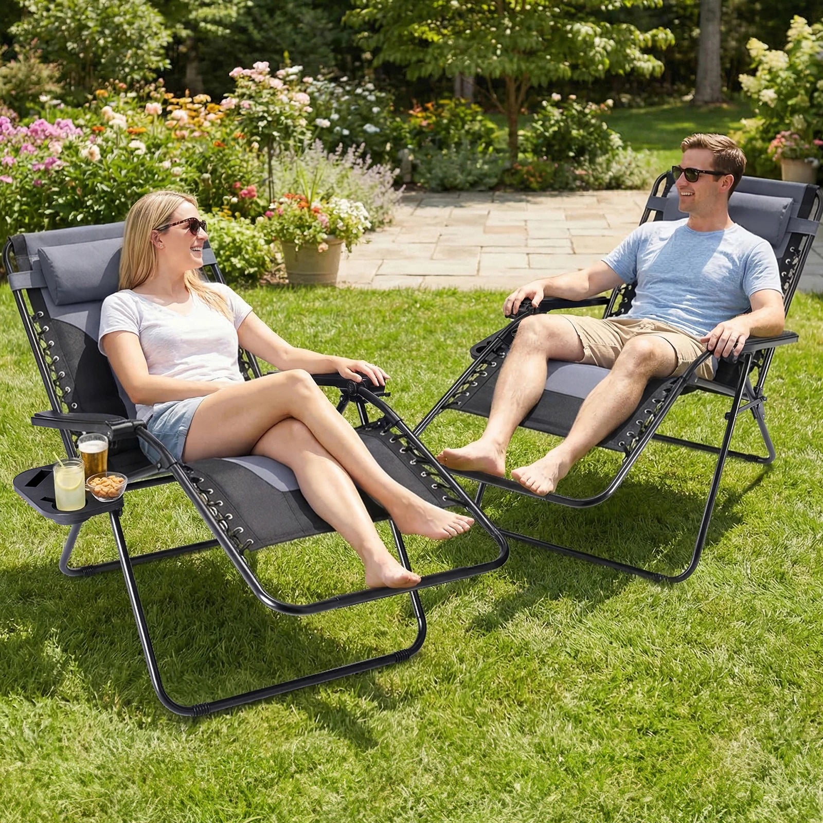Lvxen Zero Gravity Lounge Chair - Oversized Padded Cotton patio