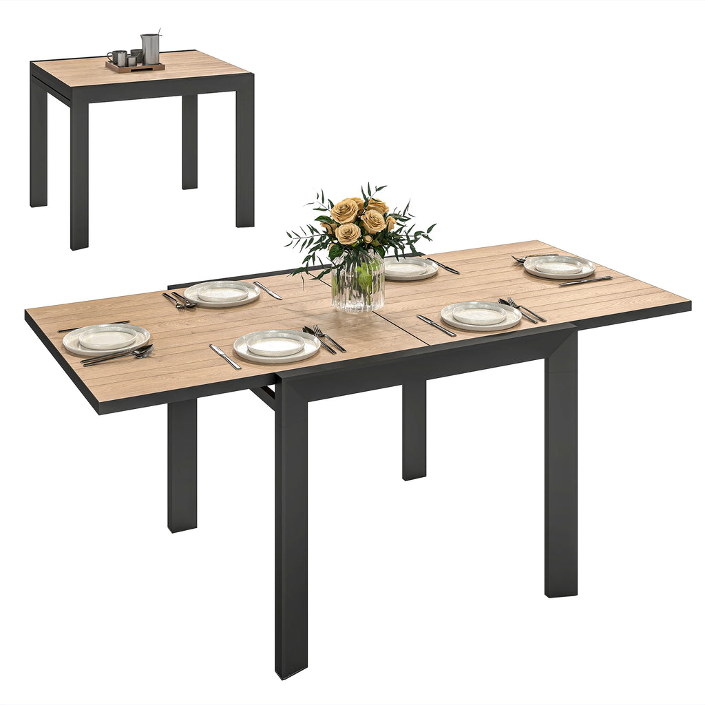 35.5"-71" Expandable Aluminum Outdoor Dining Table for 4-6 People