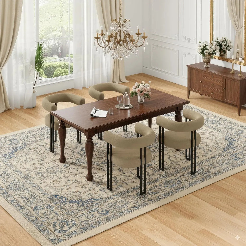 Set of 2 Upholstered Bouclé Dining Arm Chairs, Modern Accent Chairs with Cushioned Seat & Back, for Living Room