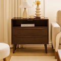 Charging Station End Table with Modern Design & Walnut Finish
