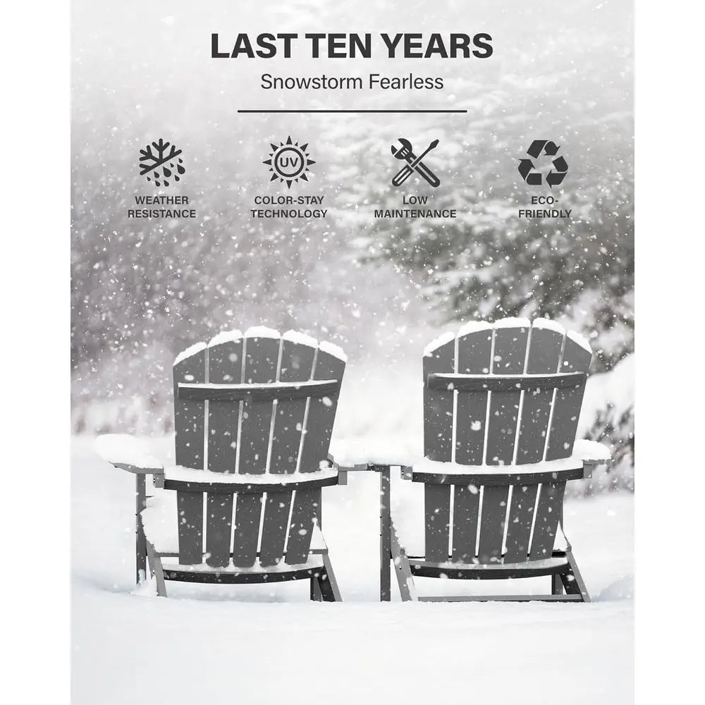 Set of 4 Outdoor Adirondack Chairs – Grey Weather-Resistant Patio Seating