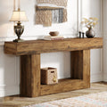 63" Console Table, Farmhouse 2-Tier Entryway Table with U-Shaped Base,Narrow Long Wood Sofa Table behind Couch Table