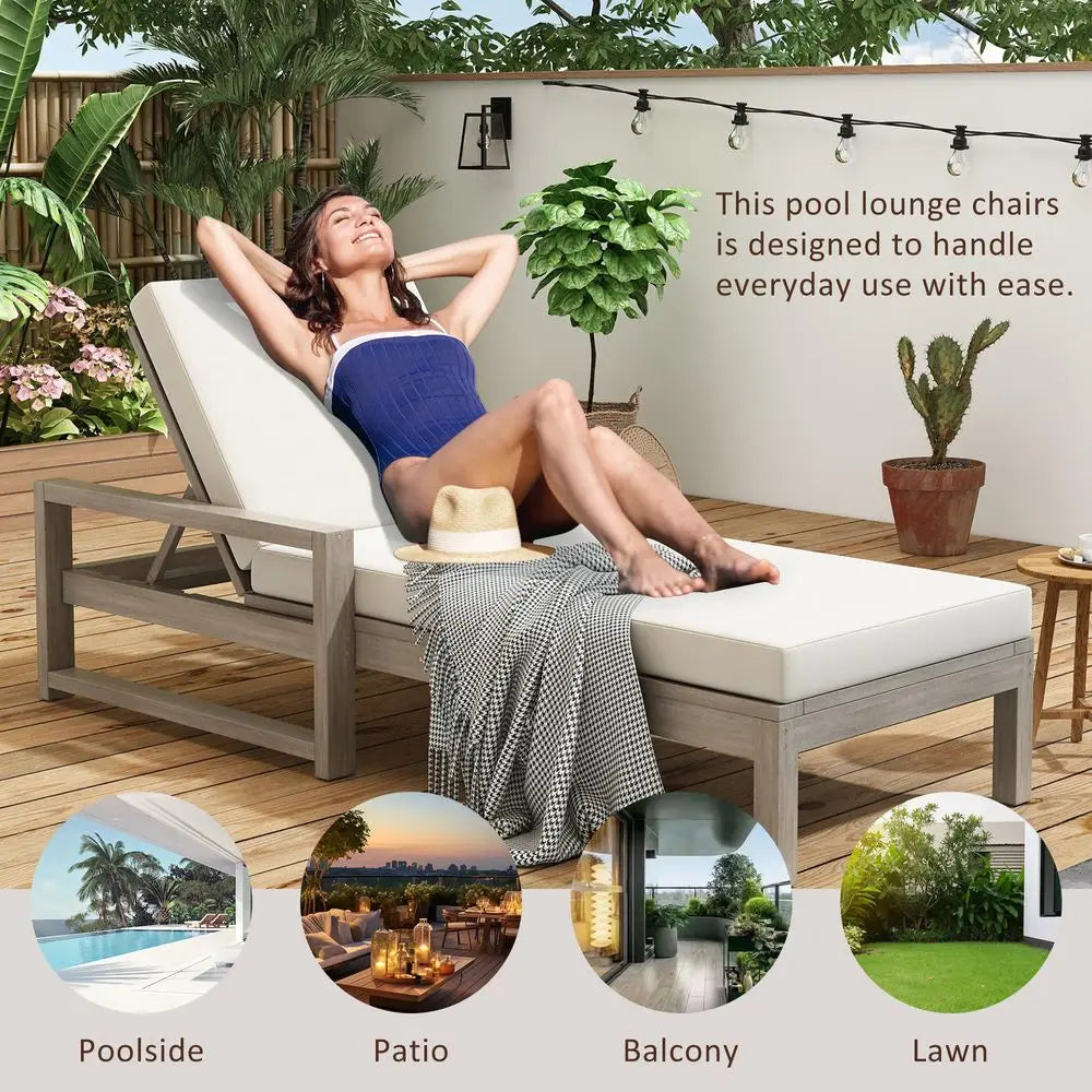 Patio Chaise Lounge Chair, Outdoor Sunbathing Chair Lawn Reclining Lounger with 6 Adjustable Position, Aluminium Frame, Outside