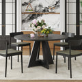 47" round Dining Table for 4-6 People, Modern Wood Kitchen Table with Sturdy Base, Large round Dinner Table, Easy Assembly for Dining Room, Kitchen, or Apartment