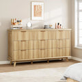 Fluted 9 Drawers Dresser, 59.1" Wide Modern Chest of Drawers with Metal Handle, Large Dresser TV Stand, Wood Drawer, Customized
