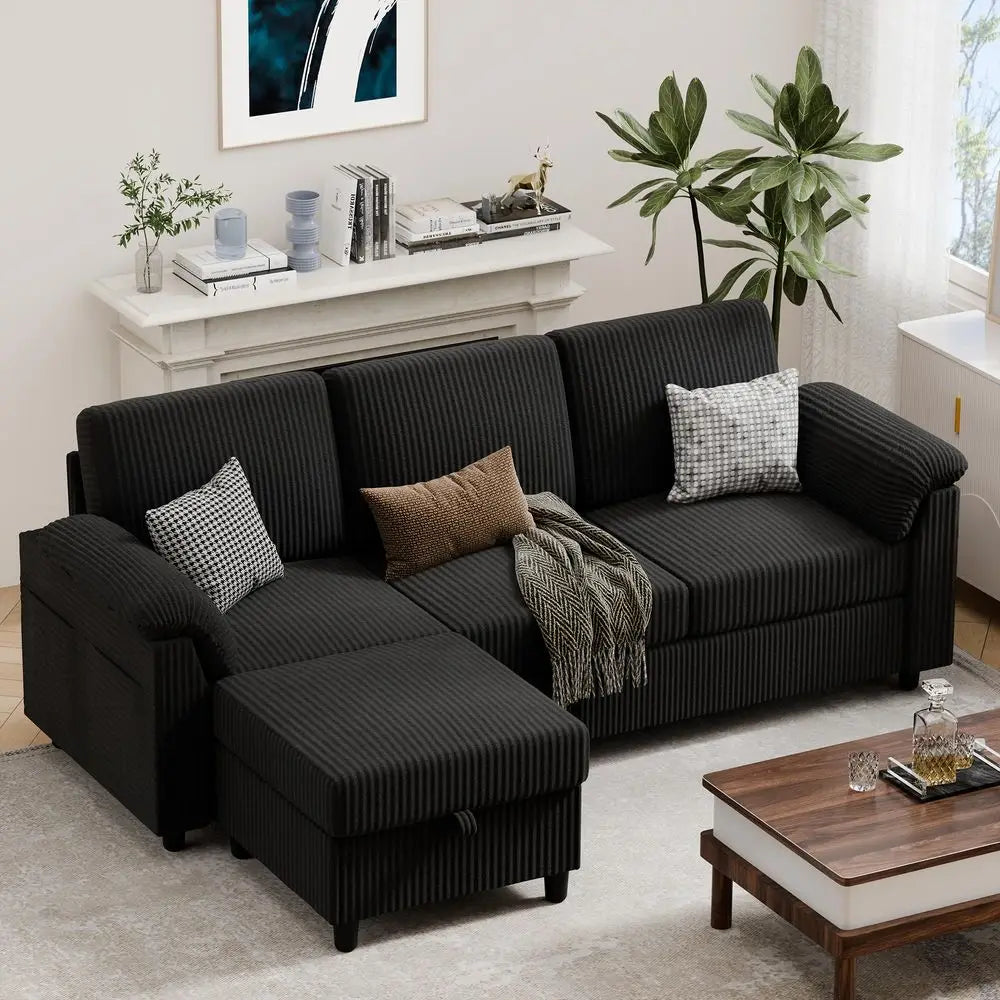 Sleeper Sofa Bed with Fixedshape Frame,2 Pillows, 5In1 DIY Corduroy Couch Loveseat for Small Space, King Size Floor Sleeper Fol