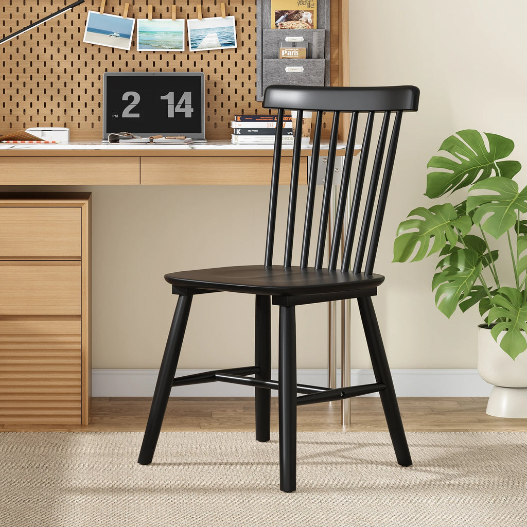Dining Chairs Set of 4, Mid Century Modern Spindle Back Wood Chairs with Comfortable Seat for Kitchen & Dining Room