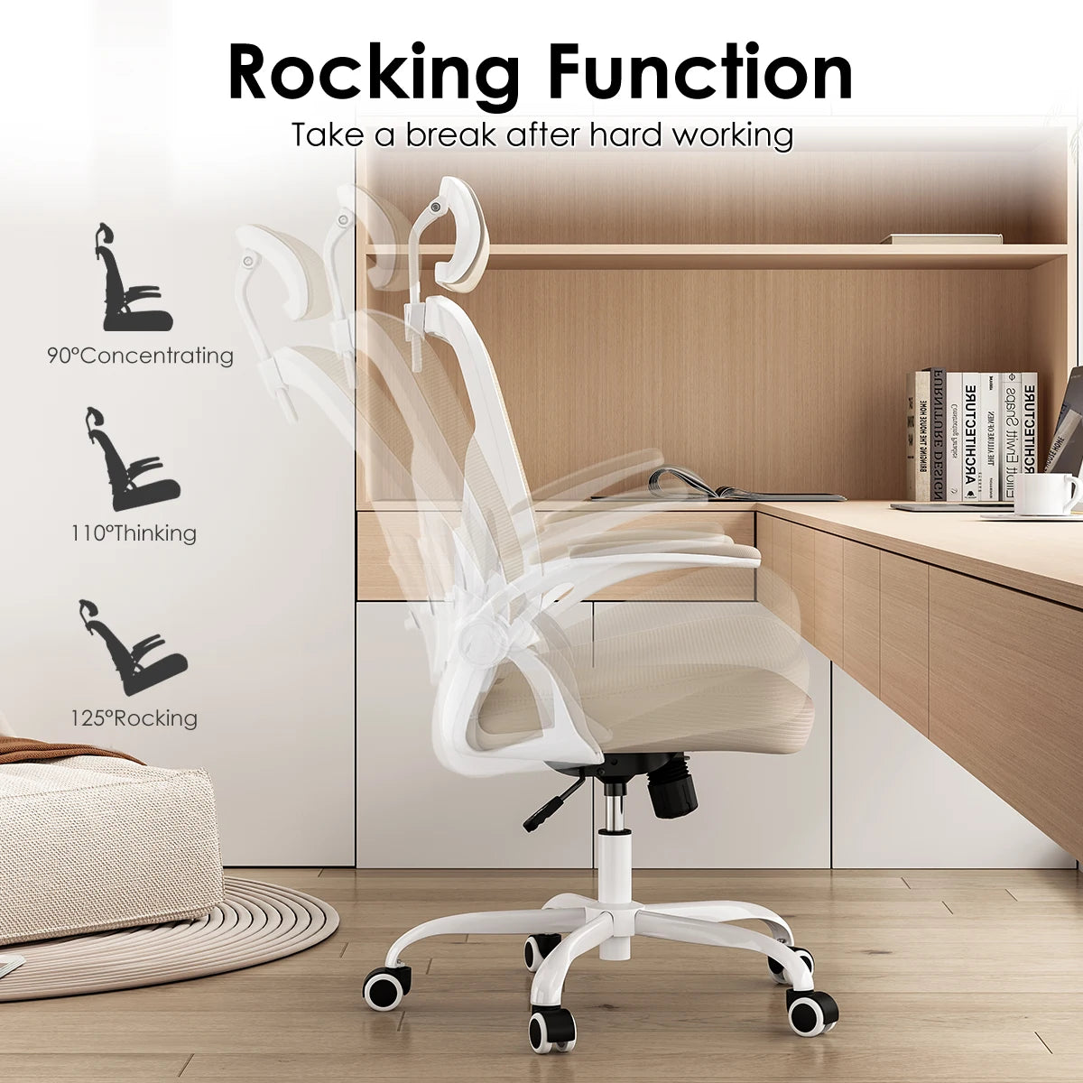 Ergonomic Office Chair, Home Office Desk Chair with Headrest, High Back Computer Chair