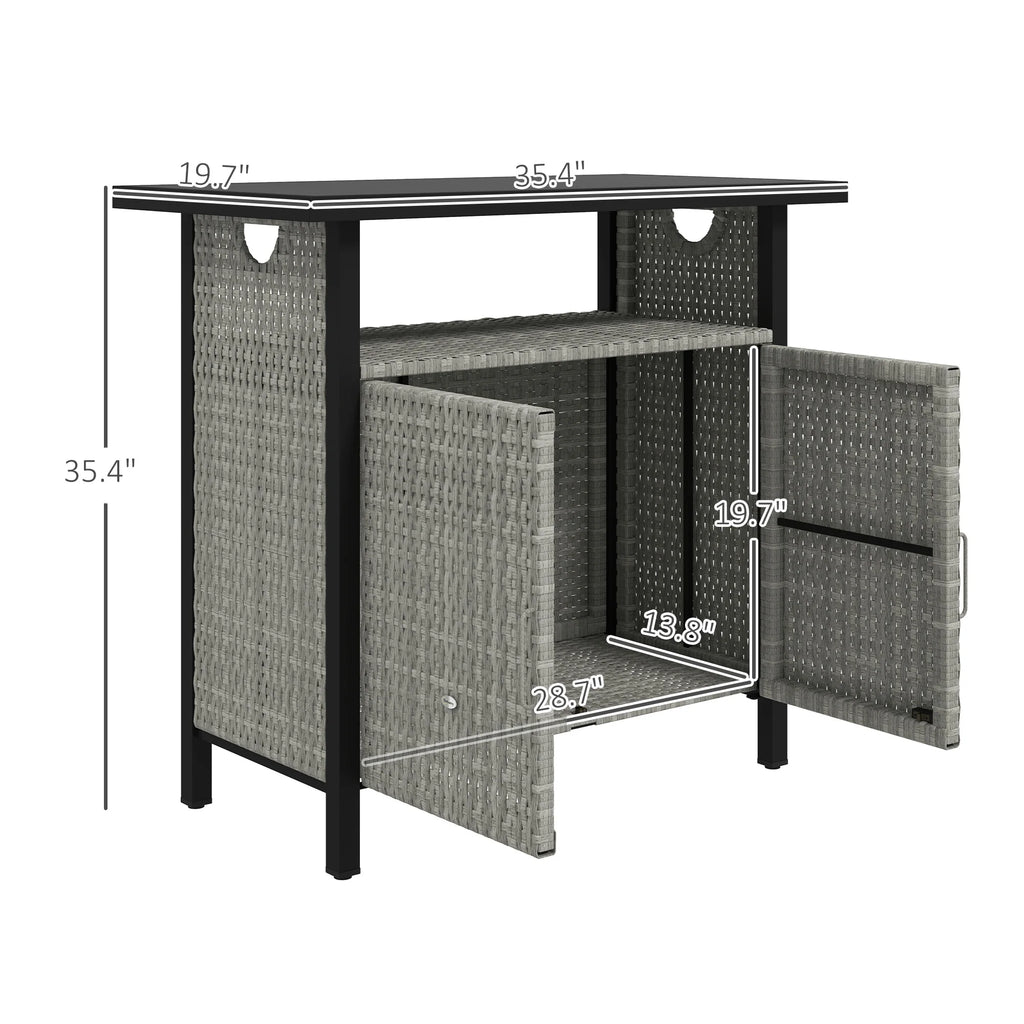 Outdoor Pool Towel Storage Cabinet Organizer, Pool Valet with Cabinet Gray