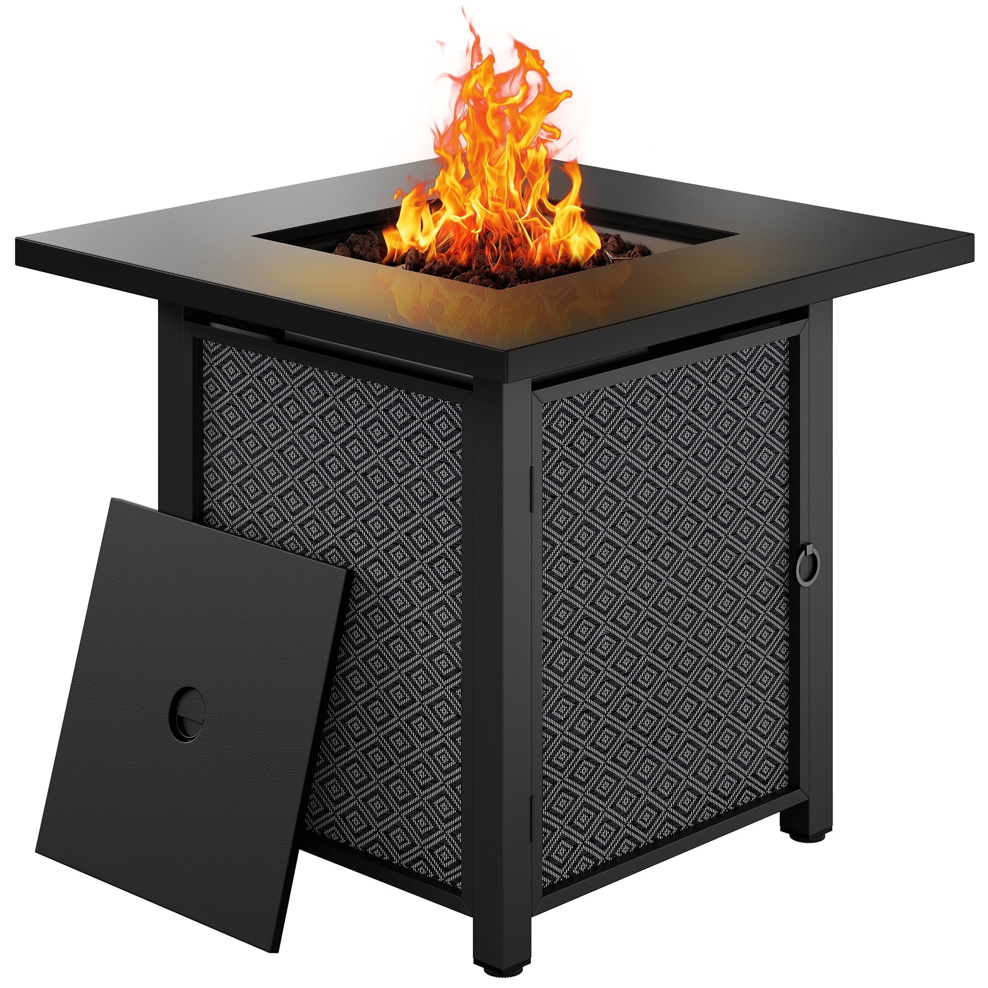 45" Propane Fire Pit Table 50,000 BTU Steel Gas Fire Pit with Removable Lid & Waterproof Cover and Tables