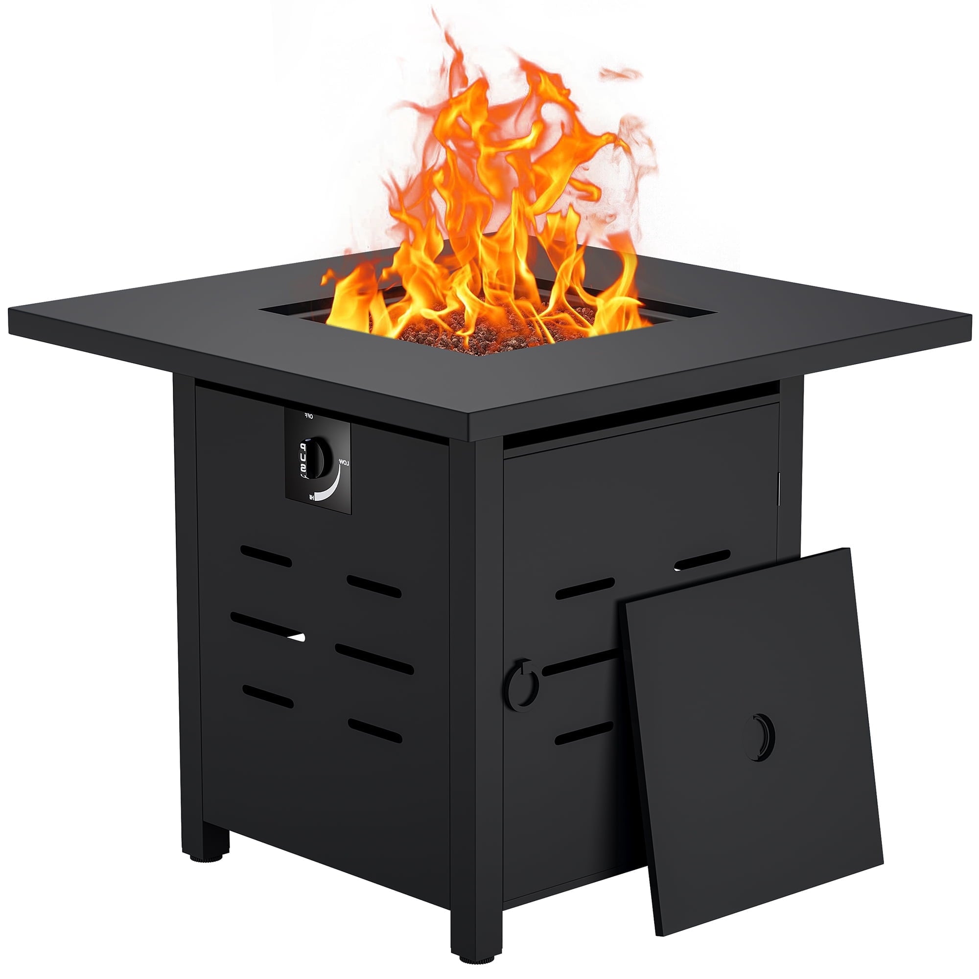 45" Propane Fire Pit Table 50,000 BTU Steel Gas Fire Pit with Removable Lid & Waterproof Cover and Tables