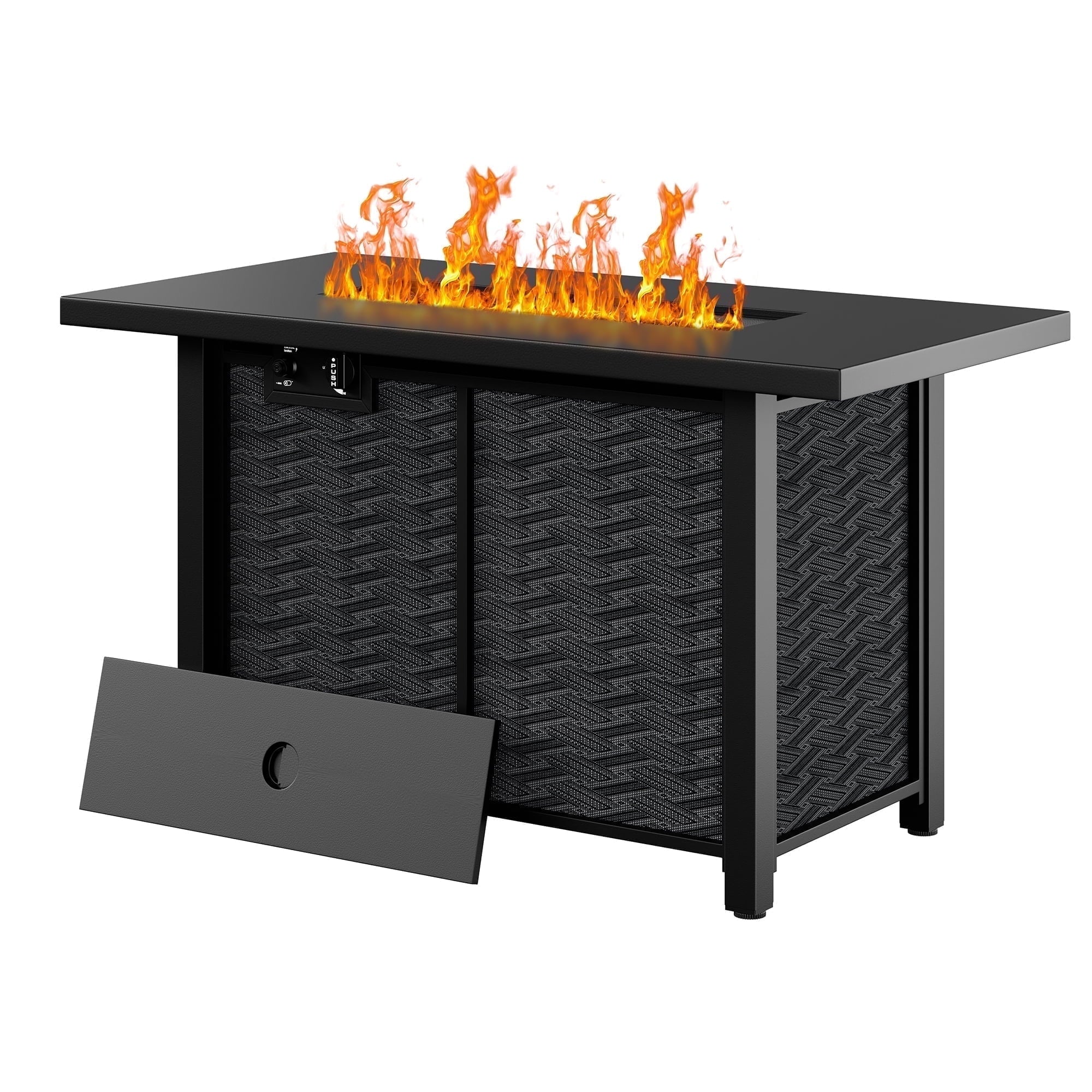28" Propane Fire Pit Table 50,000 BTU Steel Gas Fire Pit with Removable Lid & Waterproof Cover and Tables
