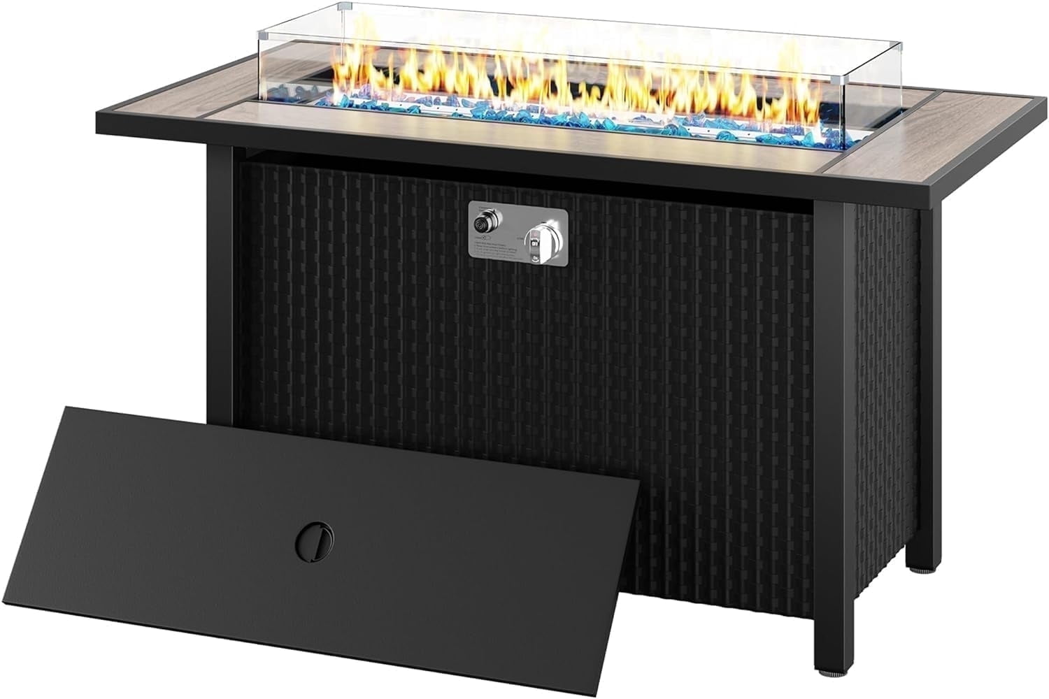 45" Propane Fire Pit Table 50,000 BTU Steel Gas Fire Pit with Removable Lid & Waterproof Cover and Tables