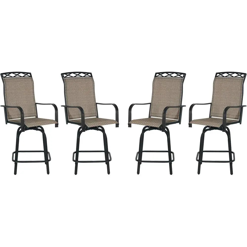 Set of 4 Outdoor Swivel Bar Stools – 26.6" Counter Height Patio Chairs, Brown