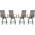 Set of 4 Outdoor Swivel Bar Stools – 26.6" Counter Height Patio Chairs, Brown