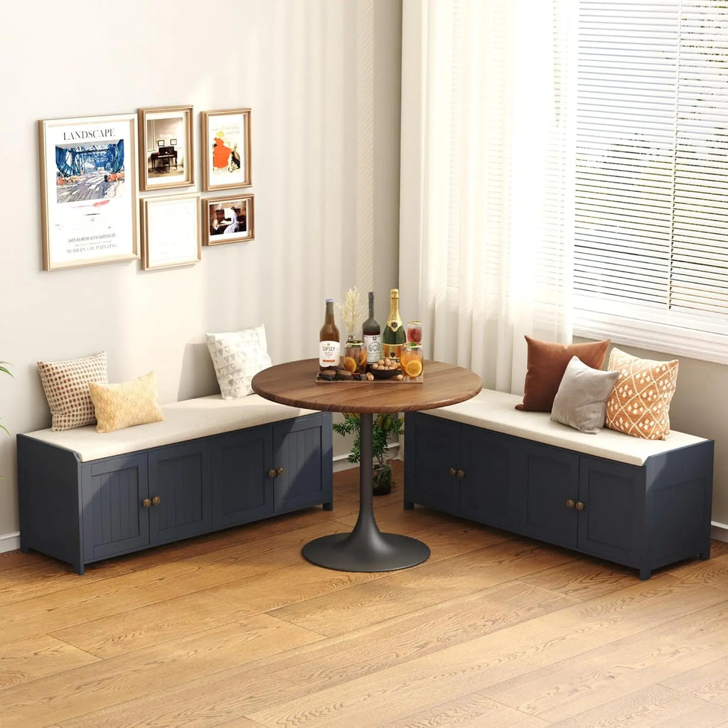 48.4" Shoe Storage Bench with Cushion, Entryway Bench with Paddded Seat, 2-Tier Shoe Cabinet Bench with Adjustable, Customized
