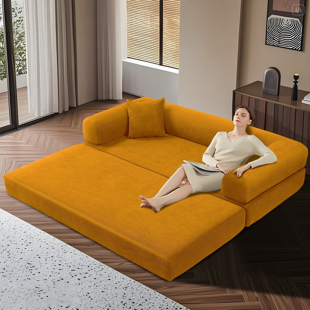 80" Queen Convertible Sofa Bed, No Assembly Modern Boneless Couch Sofa in Box