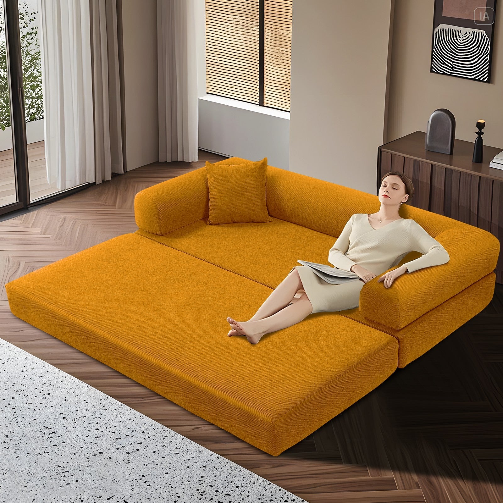 80" Queen Convertible Sofa Bed, No Assembly Modern Boneless Couch Sofa in Box