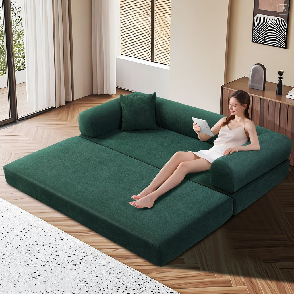 80" Queen Convertible Sofa Bed, No Assembly Modern Boneless Couch Sofa in Box