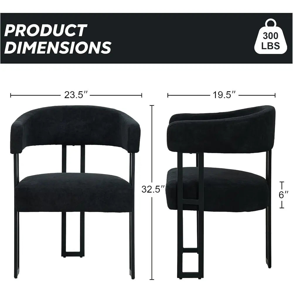 Black Upholstered Dining Chairs Set of 4 with Arms – Modern Bouclé Accent Chairs